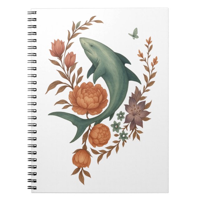 Cuaderno Armonía floral del tiburón - Arte de la naturaleza (Frente)