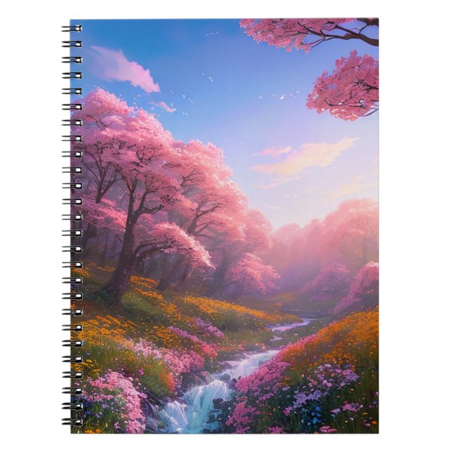Cuaderno Armoniza una transmisión en flor de Sakura (Frente)
