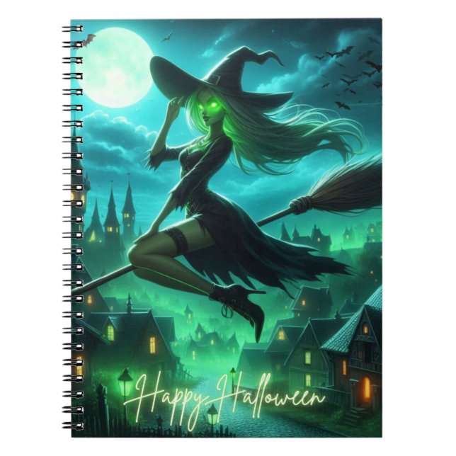 Cuaderno Aroma verde espumoso bruja Halloween (Frente)