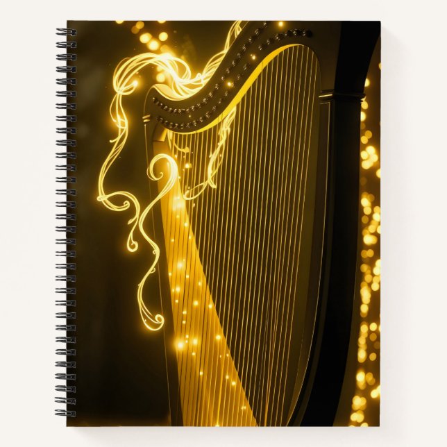 Cuaderno arpa mágica con cuerdas doradas (Anverso)