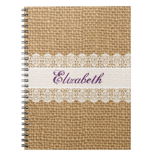 Cuaderno Arpillera con el cordón delicado - monograma (Frente)