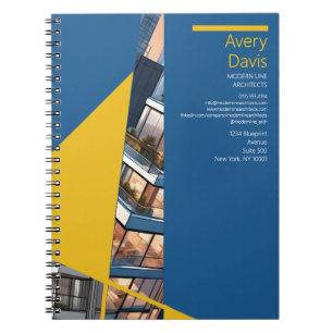 Cuaderno Arquitecto de estilo Bauhaus, geométrico azul y am