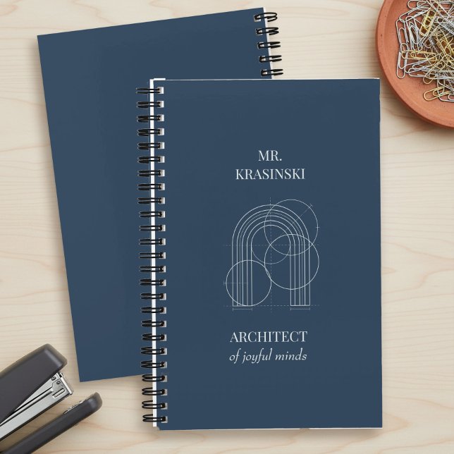 Cuaderno Arquitecto de Mentes Alegres Profesor Personalizad (Personalized notebook, teacher appreciation gift by Darling & May)