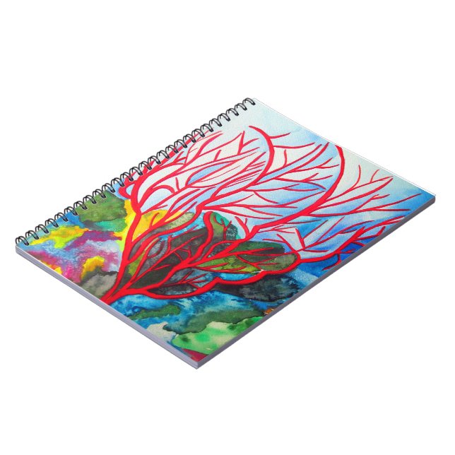 Cuaderno Arrecife de Coral Rojo arte oceánico (Lado Izquierdo)
