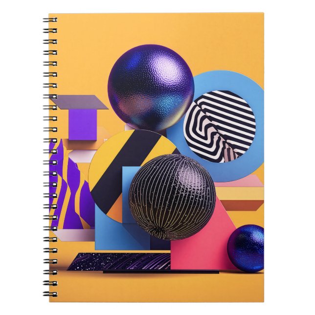 Cuaderno Arreglo abstracto con esferas coloridas (Frente)