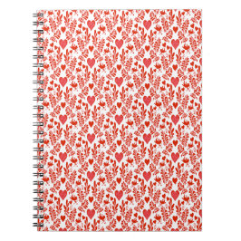 Cuaderno Arreglo de flores rojas con corazones