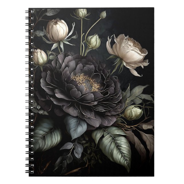 Cuaderno Arreglo de Rosa gótico Flor negra (Frente)