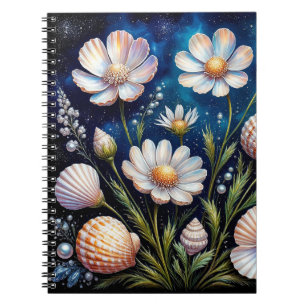 Cuaderno Arreglo floral elegante con conchas marinas