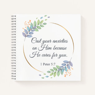 Cuaderno Arroja sus ansias sobre él 1 Peter 5:7 Journal