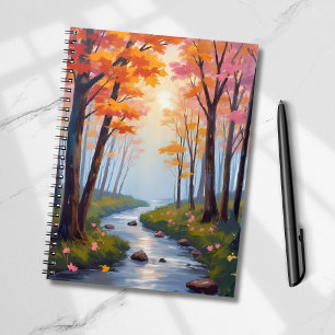 Cuaderno Arroyo Forestal Paisaje de Acuarela de Foliaje O
