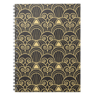 Cuaderno Art Deco: Baldosas Geométricas de Oro.