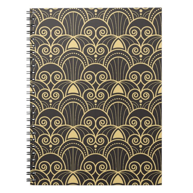 Cuaderno Art Deco: Baldosas Geométricas de Oro. (Frente)