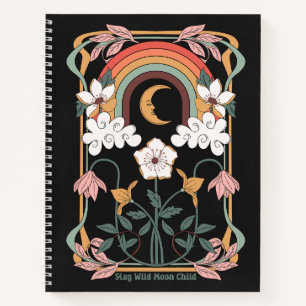 Cuaderno Art deco boho cottagecore Stay wild moon bebé