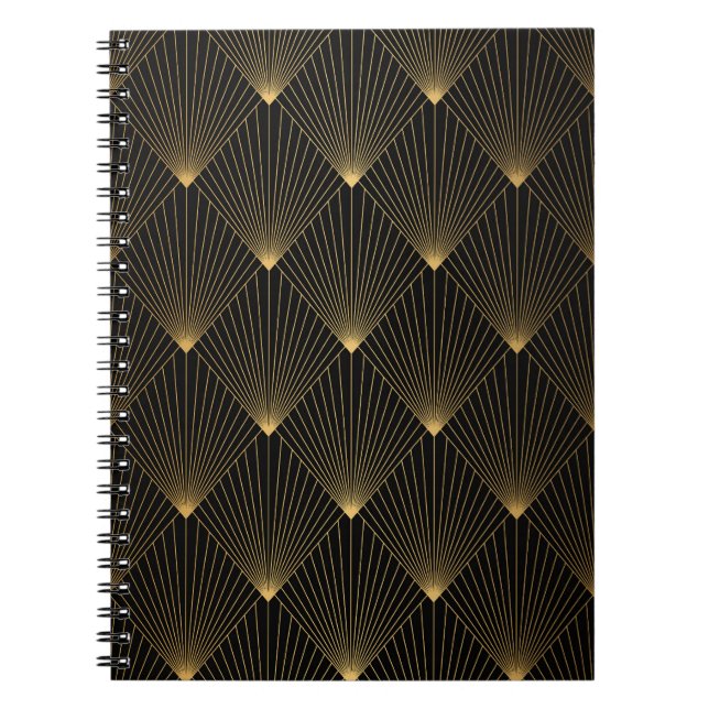 Cuaderno Art Deco: Elegancia dorada negra. (Frente)