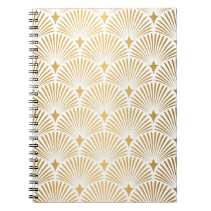 Cuaderno Art Deco: Elegancia Oro-Blanco.