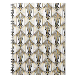 Cuaderno Art Deco, motivo de oro de lujo
