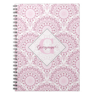Cuaderno Art Deco personalizado Confetti rosa Mandala