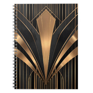 Cuaderno Art Deco ráfaga de sol de oro Geometría de lujo
