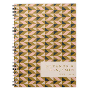 Cuaderno Art Deco Rubor Dorado Negro Boda Personalizado 