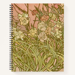 Cuaderno Art Nouveau Alfonse Mucha Flores de clavel floral