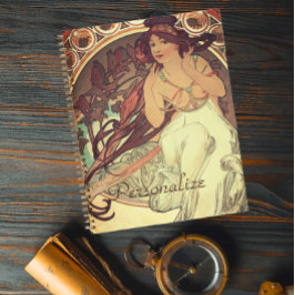 Cuaderno Art Nouveau Alphonse Mucha elegante mujer cosecha