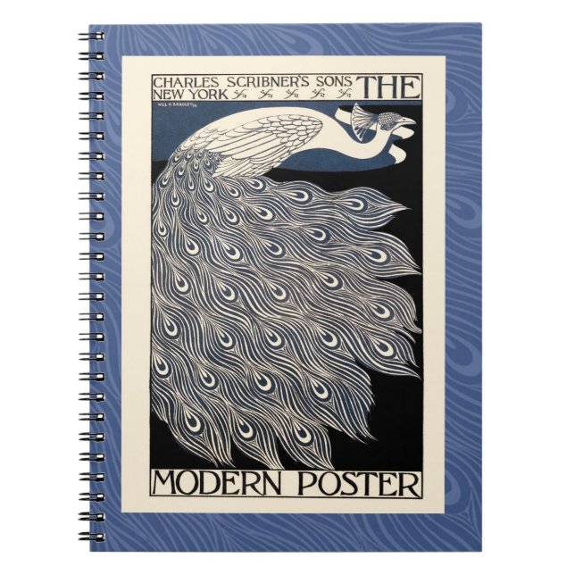 Cuaderno Art Nouveau azul de Peacock (Frente)