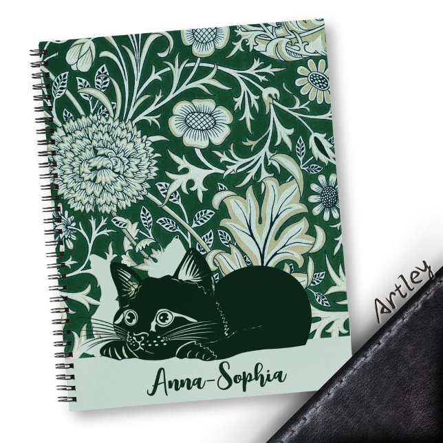 Cuaderno Art Nouveau Cute Cat Floral Nombre personalizado (Subido por el creador)