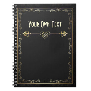 Cuaderno Art Nouveau dorado en bloc de notas negro