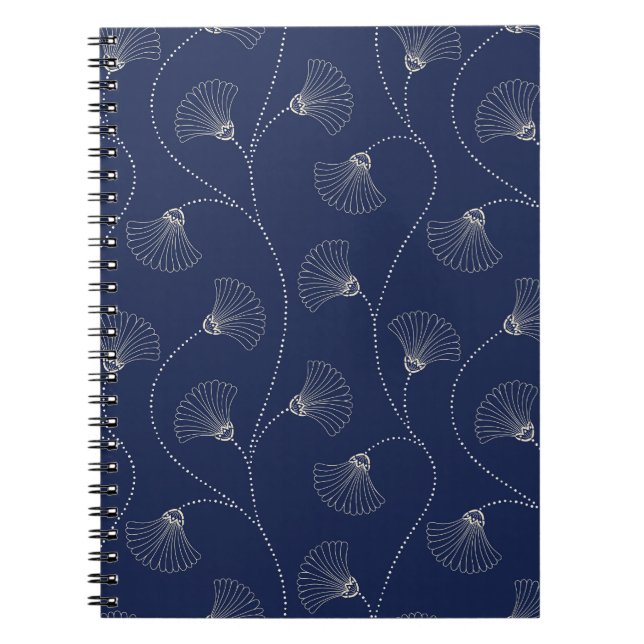 Cuaderno Art Nouveau floral crema índigo (Frente)