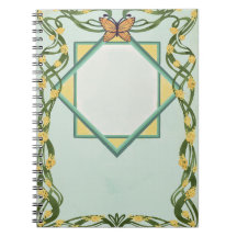 Art Nouveau Golden Mimosa Spiral Notebook