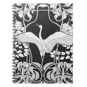 Cuaderno Art Nouveau: Ilustracion de aves florales