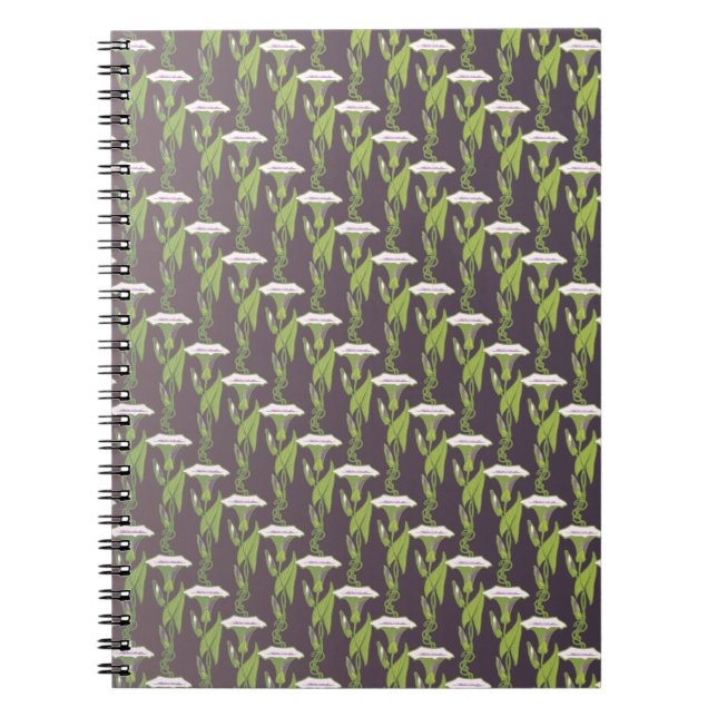 Cuaderno Art Nouveau oscuro Ipomoea con papel tapizado de f (Frente)