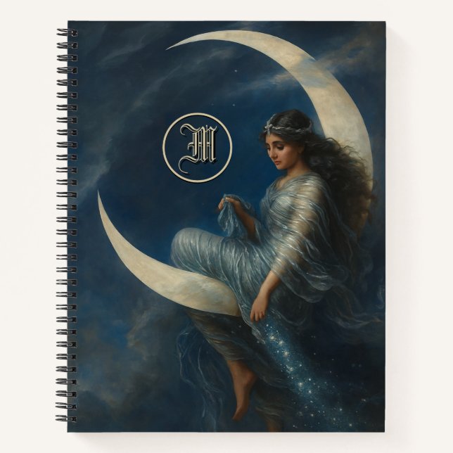 Cuaderno Art Nouveau Woman on Crescent Moon (Anverso)
