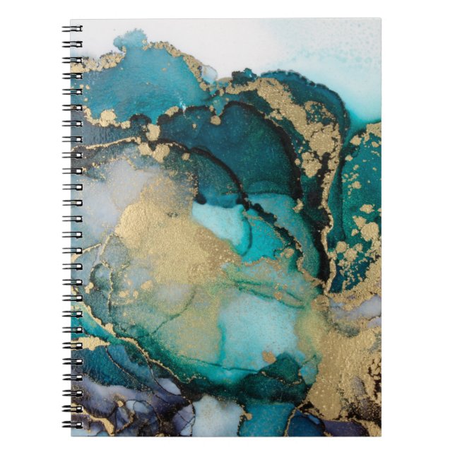Cuaderno Artabstract de fluido de tinta de oro negro verde  (Frente)