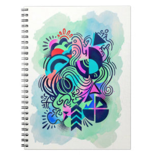 Cuaderno Arte abstracto acuarela neón geométrico moderno