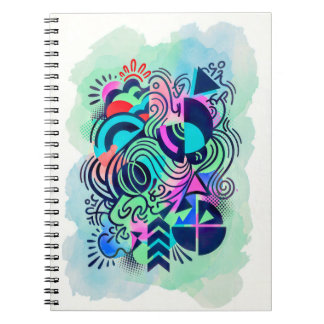 Cuaderno Arte abstracto acuarela neón geométrico moderno
