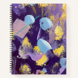 Cuaderno Arte abstracto animado, púrpura y amarillo