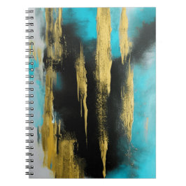 Cuaderno Arte abstracto artístico en turquesa, dorado y neg
