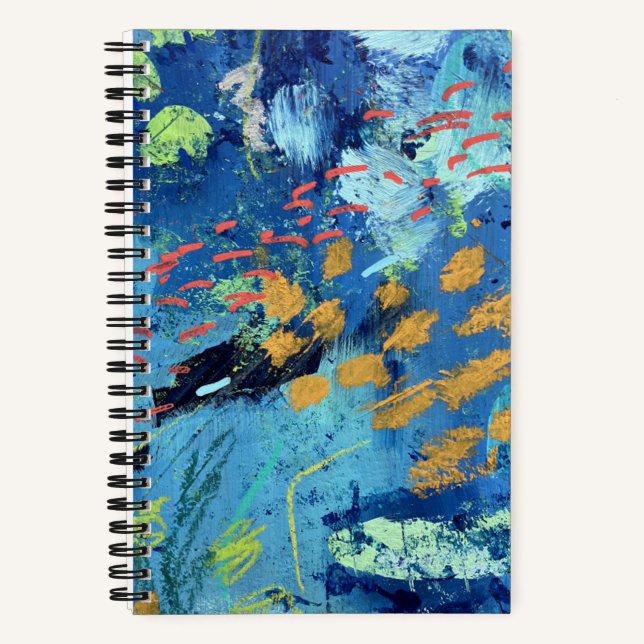 Cuaderno Arte abstracto azul escena del océano (Anverso)
