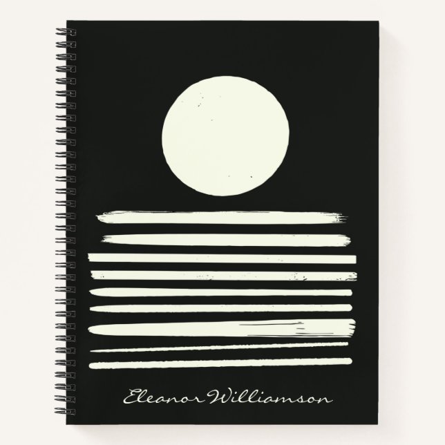 Cuaderno Arte abstracto contemporáneo de blanco negro perso (Anverso)