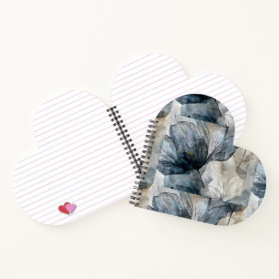 Cuaderno Arte abstracto de acuarela floral azul elegante