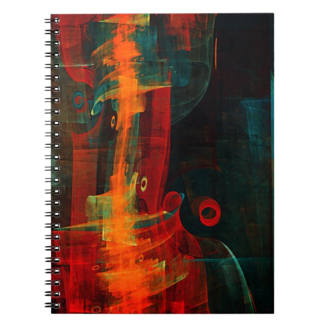 Cuaderno Arte abstracto de cascada de Naranja rojo azul (Frente)