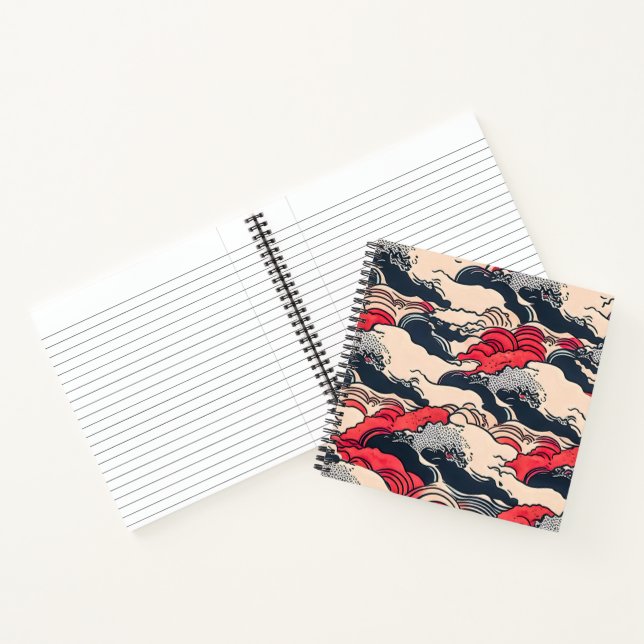 Cuaderno Arte abstracto de estilo japonés con olas del océa (Interior)