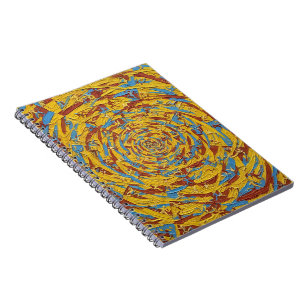 Cuaderno Arte abstracto de figuras corriendo en amarillo y 