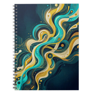 Cuaderno Arte abstracto de flujo elegante verde azulado y d