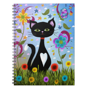 Cuaderno Arte abstracto de gato en un jardín