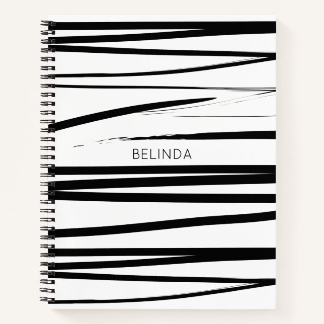Cuaderno Arte abstracto de líneas blancas y negras personal (Anverso)