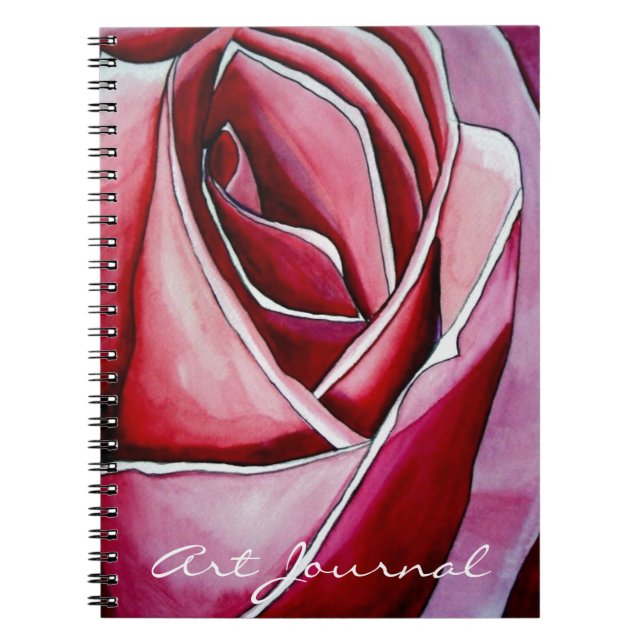 Cuaderno Arte abstracto de macroflor de rosa Rose acuarela (Frente)