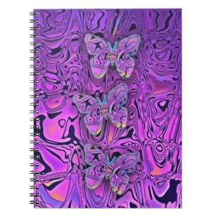 Cuaderno Arte abstracto de mariposas púrpura brillantes