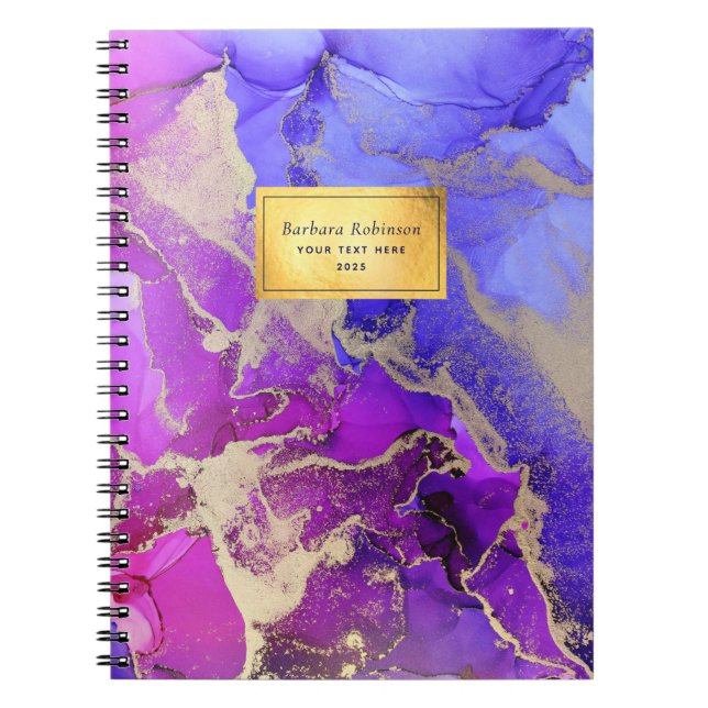 Cuaderno Arte abstracto de oro morado rosado (Frente)